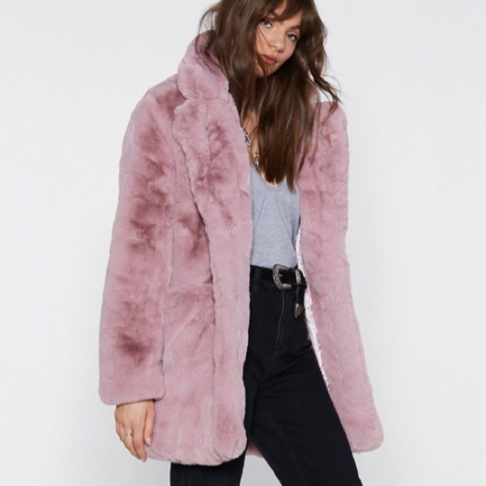 Nasty Gal Faux Fur Jacket size M